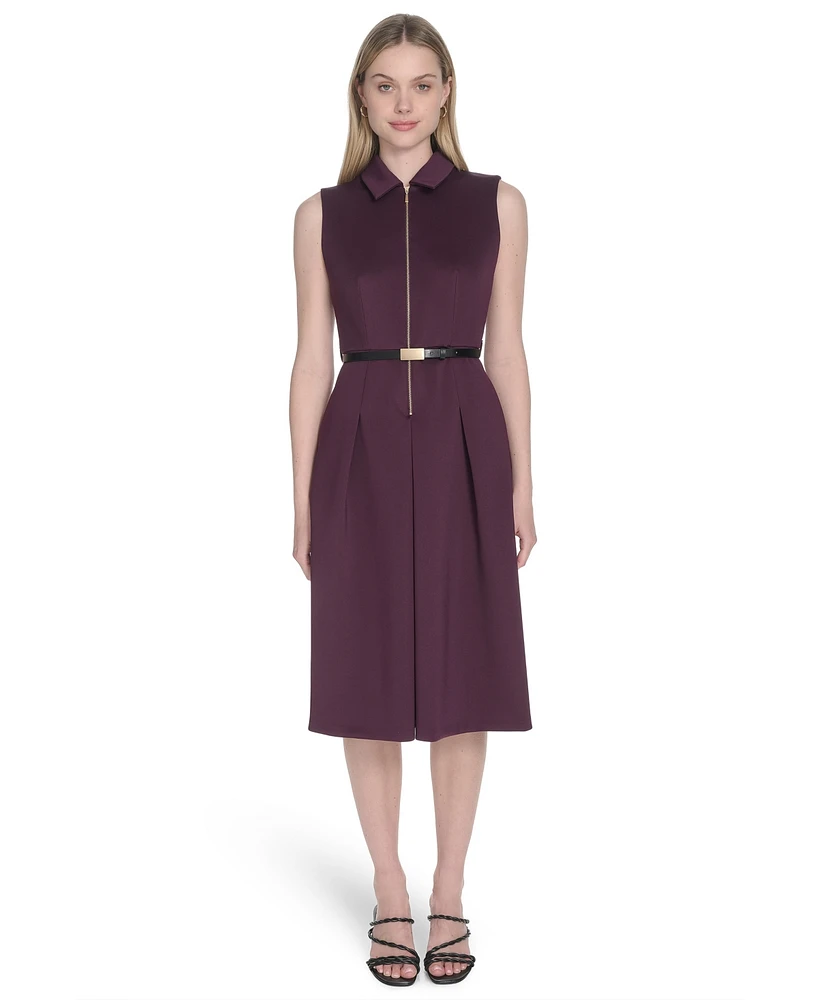 Calvin Klein Women's Sleeveless Scuba A-Line Dress