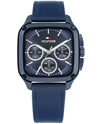 Tommy Hilfiger Women's Multifunction Blue Leather Strap Watch, 39mm