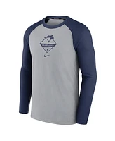 Nike Men's Gray/Navy Toronto Blue Jays Game Authentic Collection Performance Raglan Long Sleeve T-Shirt