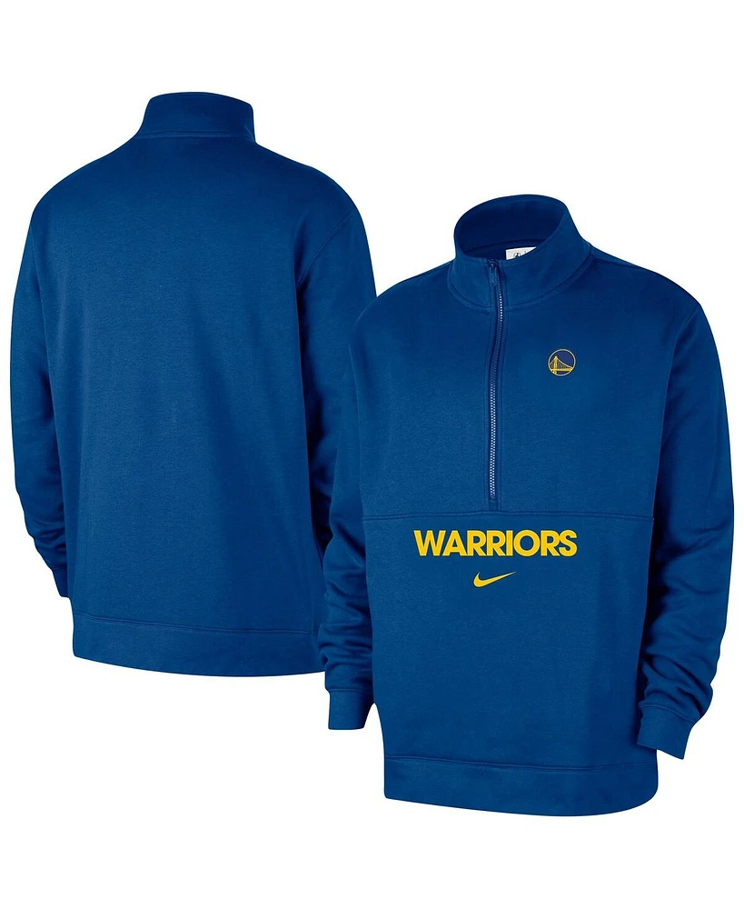 Nike Men's Blue Golden State Warriors Courtside Club Half-Zip Jacket