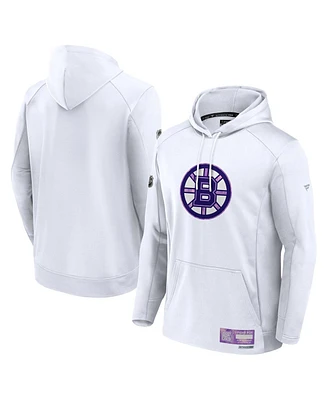 Fanatics Men's White Boston Bruins Authentic Pro Hockey Fights Cancer Pullover Hoodie