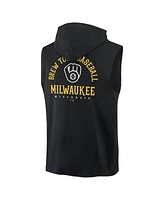 Fanatics Men's Black Milwaukee Brewers Fire Speed Sleeveless Pullover Hoodie