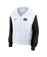 Nike Women's White Iowa Hawkeyes Cropped Beyond Capability Color Block Script Full-Zip Hoodie