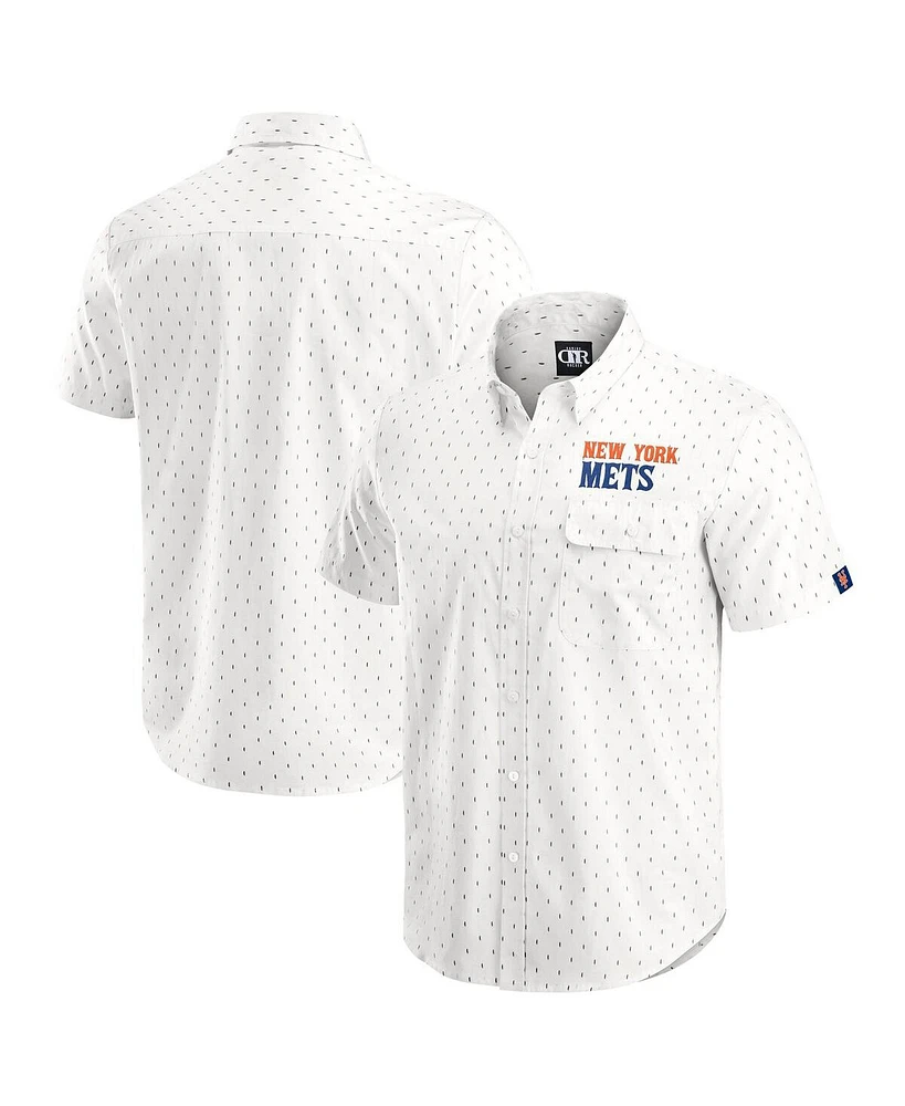 Darius Rucker Collection by Fanatics Men's Cream New York Mets Printed Button-Down Shirt