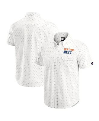 Darius Rucker Collection by Fanatics Men's Cream New York Mets Printed Button-Down Shirt
