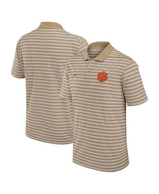 Nike Men's Tan Clemson Tigers Athletic Prep Striped Performance Polo Shirt