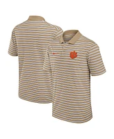Nike Men's Tan Clemson Tigers Athletic Prep Striped Performance Polo Shirt