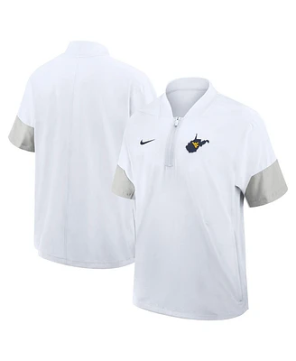 Nike Men's White West Virginia Mountaineers 2025 Sideline Coaches Lightweight Short Sleeve Jacket