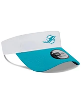 New Era Men's White/Aqua Miami Dolphins 2025 Nfl Training Camp Adjustable Visor Hat