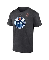 Fanatics Men's Connor McDavid Charcoal Edmonton Oilers Authentic Stack Name Number T-Shirt