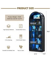 Vlsrka 76" Arch Display Cabinet, 3-Color Lights, 6 Shelves