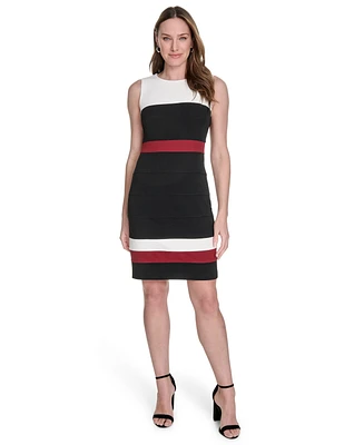 Tommy Hilfiger Women's Scuba Crepe Colorblocked Sheath Dress