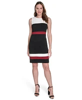 Tommy Hilfiger Women's Scuba Crepe Colorblocked Sheath Dress