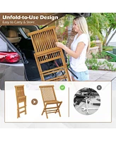 Costway Patio Chairs Set of with Slatted Seat & Backrest No Assembly Needed for Poolside