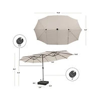 15 Feet Double-Sided Patio Umbrella with 48 Led Lights