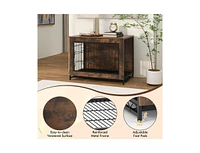 Dog Crate Furniture with Double Lockable Doors and Removable Pull-out Tray