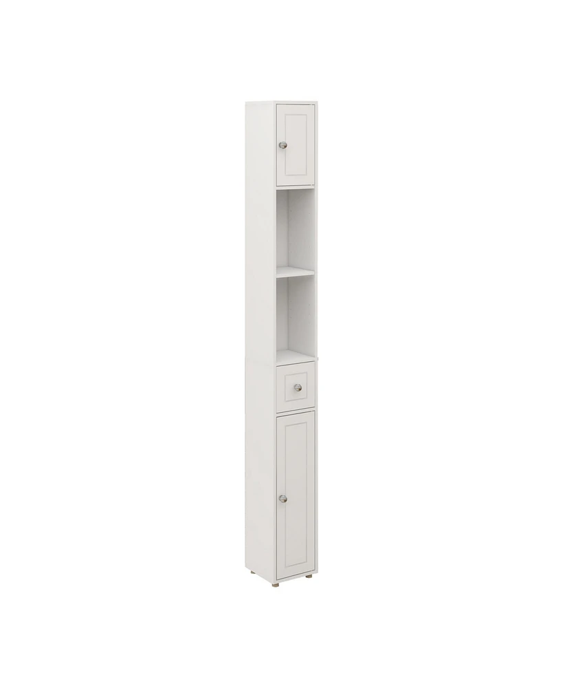 Casainc Tall Slim 71" Freestanding Bathroom Cabinet with Drawer, 2 Doors & Adjustable Shelves in White