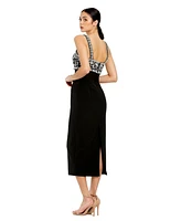 Mac Duggal Women's Wide Strap Embellished Top Midi Dress