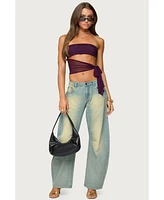 Edikted Women's Amaro Strapless Side Tie Cut Out Top