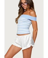 Edikted Women's Deni Off Shoulder Striped Knit Top