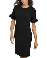 Calvin Klein Women's Scuba Crepe Short-Sleeve Sheath Dress