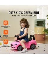Toddler Ride On Push Car Ages 1-3 with Music Steering Wheel and Under Seat Storage