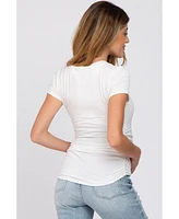 Pinkblush Maternity White Basic Short Sleeve Fitted Top