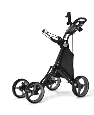 4 Wheel Golf Push Pull Cart with Foot Brake