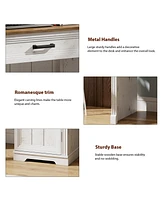 Vlsrka Vanity desk with mirror and storage drawers.