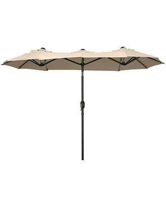 Flynama Double-sided Patio Umbrella 9.5' Large Outdoor Market Umbrella with Push Button Tilt and Crank