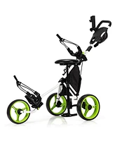 3 Wheel Folding Golf Push Cart with Seat Scoreboard and Adjustable Handle