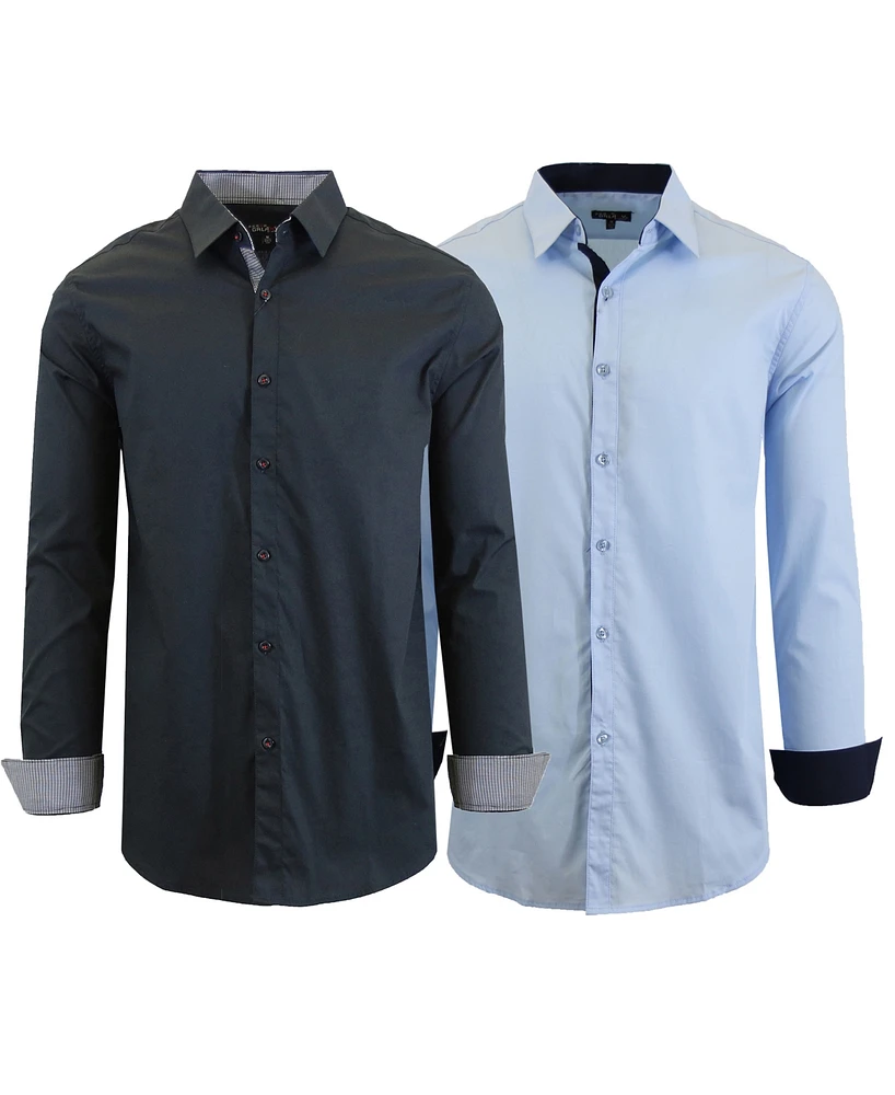 Galaxy By Harvic Men's 2-Pack Slim Fit Solid Shirt
