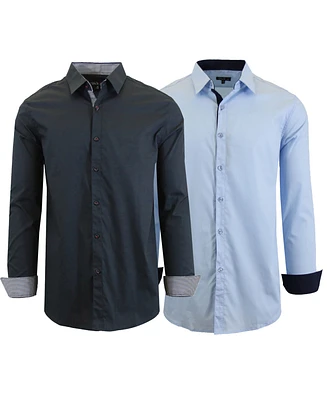 Galaxy By Harvic Men's 2-Pack Slim Fit Solid Dress Shirt