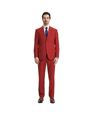 Stacy Adams Men's Hybrid-Fit 3pc Notch Lapel Suit Set, Jacket Vest and Pants