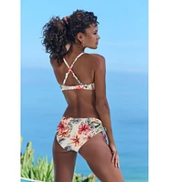 Lascana Women's Tropical Print Mid Rise Bikini Swimsuit Bottom