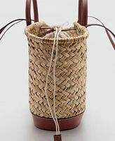 Mango Women's Large Double-Handle Natural Fiber Basket Bag
