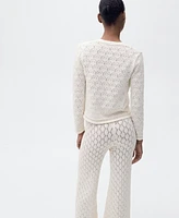 Mango Women's Openwork Detail Knit Cardigan
