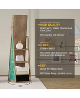 Vlsrka 360-degree Rotatable Floor Standing Full-Length Jewelry Armoire