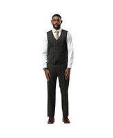 Stacy Adams Big & Tall Glen Plaid Hybrid-Fit 3pc Notch Lapel Suit Set, Jacket Vest and Pants