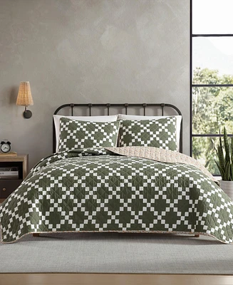 Eddie Bauer Diamond Floral Cotton Reversible 3-Pc. Quilt Set