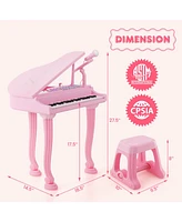 37 Keys Kids Piano Keyboard with Stool, Microphone and Lid