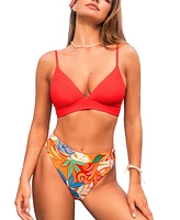 Cupshe Women's Ruby Reef Tropical Bikini Set