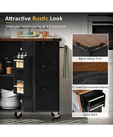 Casainc 54.5" Farmhouse Kitchen Island with Power Outlet, Drop Leaf, Spice Rack and Storage