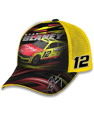 Checkered Flag Sports Men's and Women's Yellow Ryan Blaney Menards Trucker Adjustable Hat