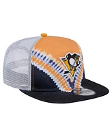 New Era Men's Black/Gold Pittsburgh Penguins Throwback V-Dye Adjustable Golfer Hat