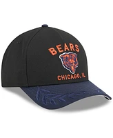New Era Big Boys and Girls Black/Navy Chicago Bears 2025 Nfl Draft 9FORTY A-Frame M-Crown Adjustable Hat