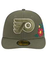 New Era Men's Olive Philadelphia Flyers Tonal Florals 59FIFTY Fitted Hat