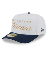 New Era Men's White/Navy New Orleans Pelicans 2025 Nba Draft A-Frame 59FIFTY Fitted Hat