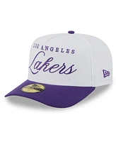 New Era Men's White/Purple Los Angeles Lakers 2025 Nba Draft A-Frame 59FIFTY Fitted Hat