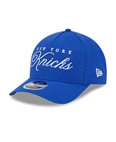 New Era Men's Blue New York Knicks 2025 Nba Draft M-Crown A-Frame 9FORTY Adjustable Hat